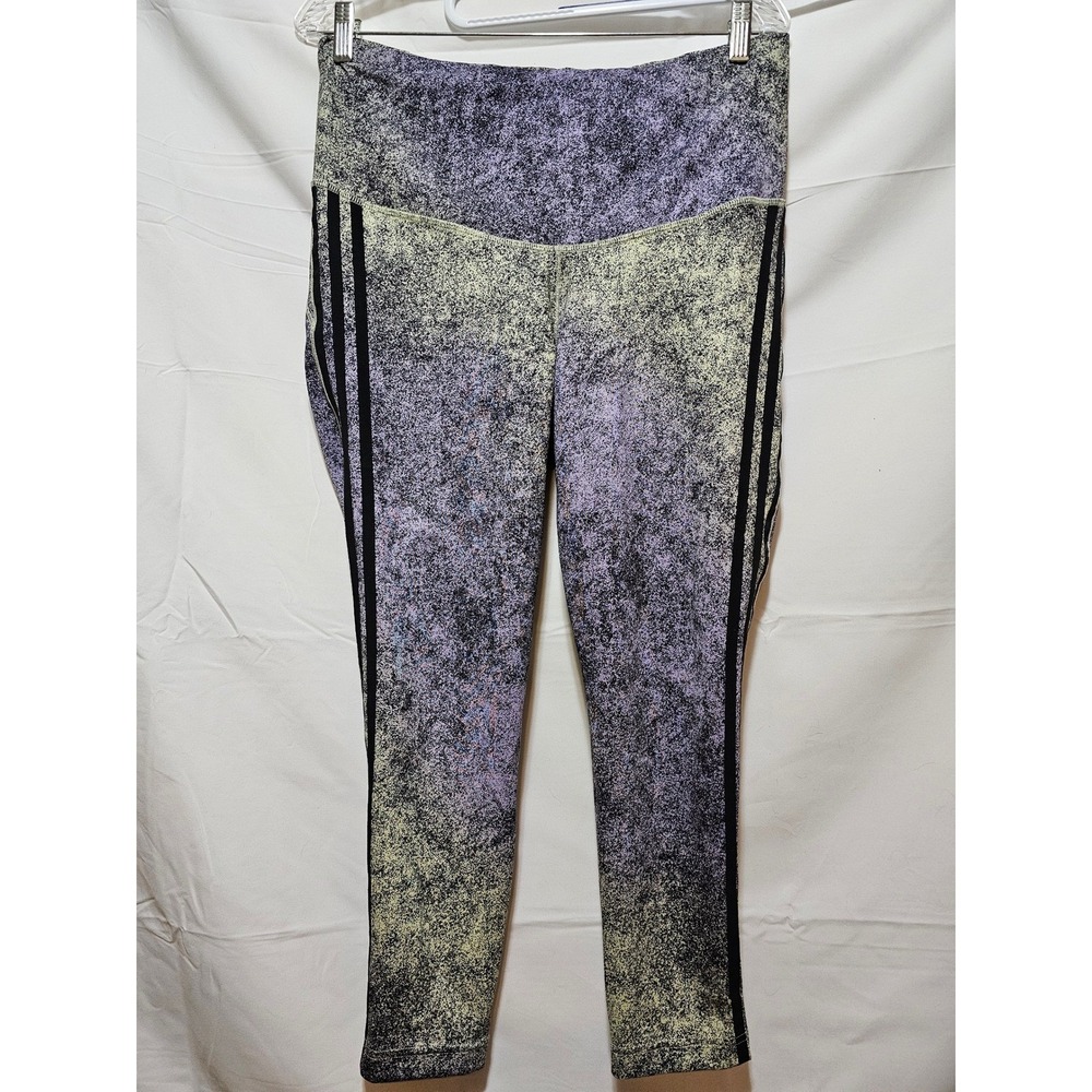 Adidas 1X Plus Size 3 Stripe Climalite Athletic Leggings Purple Speckled